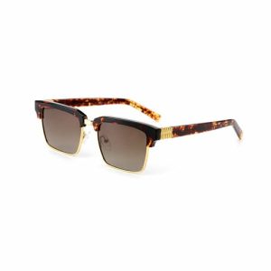 Square Unisex Polarized Luxury Combination Acetate and Metal Sunglasses
