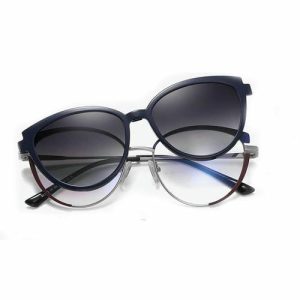 Retro Women Metal Clip on Sunglasses UV400 Protection Polarized Sunglasses in Stock Sunglasses luxury sunglass