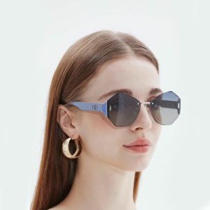 Brand Design Rimless Sunglasses UV Protection Fashion Designer Metal Polarized Sunglasses Trendy Custom Logo Men Metal Sunglasses