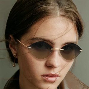 Morden Women Design Rimless Sunglasses Metal Sun Glasses