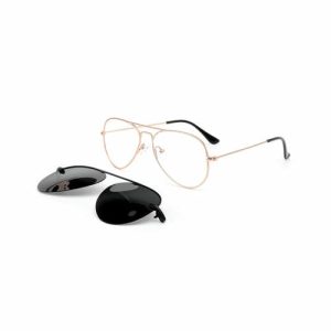 Classic Popular Women Round Double Bridge Clip On Sunglasses