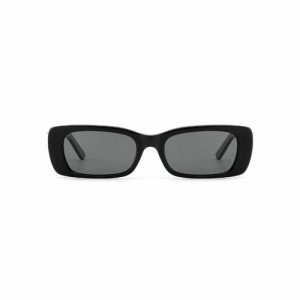 Fashion Rectangle Metal Decorated Temple Trend Acetate Women Sunglasses