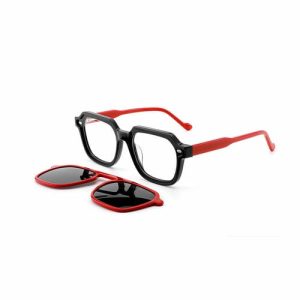 Square  Optical Frame with Gradient Color Clip on Sunglasses