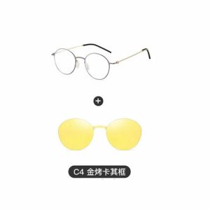 Two in One Unisex Round Metal Polarized Clip on  UV400 Sunglasses