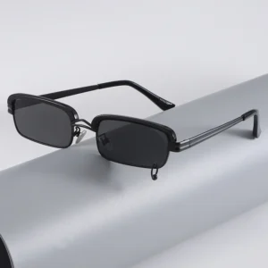 12026 New Trendy High Quality Classic Luxury Unisex UV400 Shades Custom Logo Metal Rectangle Half Rimless Frame Sunglasses