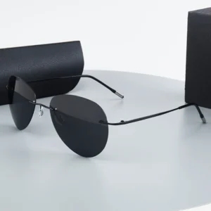12g Super Ultra Light Rimless Aviation Pilot Photochromic TAC Polarized Driving Sunglasses for Men