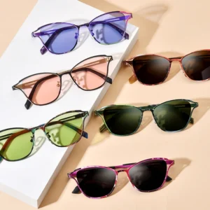 185922T Pure Titanium Colored Sunglasses for Men and Women Cat-Eye Polarized Personalized Fashionable Driving Glasses