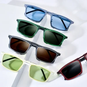 185925T Color-Block Pure Titanium Square Sunglasses Trendy Dual-Color for Men and Women Unisex Polarized Driving Glasses