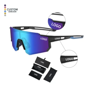 2 In 1 Men Cycling Sun Glasses Custom Logo Polarized Sports PC Frame Running Sunglasses