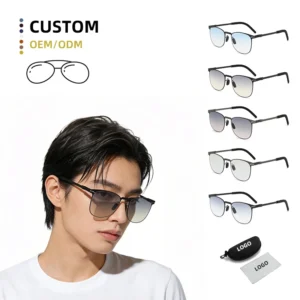 2621 Metal Square Full Rim UV400 Outdoor Photochromic Men Polarized Driving Change Color Eyewear Sunglasses
