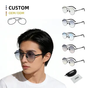 2622 Round Frame Polarized Photochromic Stainless Steel Frame Unisex Men’s UV Protection Sunglasses
