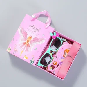 28PCS Box Princess Cute Pink Comb Sunglass Gift Box Sweet Girl Baby Jewelry Hair Accessories Hairpin Hair Clip for Women