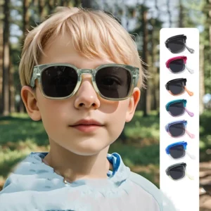 3 12 Years Old Polarized Folding Square Kids Sunglasses UV400 Protection Fashion Shades for Children KB699