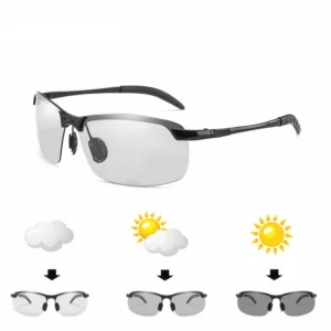 3043 Men’s Sunglasses Fashion Cycling and Driving Photochromic Lens Polarized Glasses with Custom Logo Change Color Alloy Frame