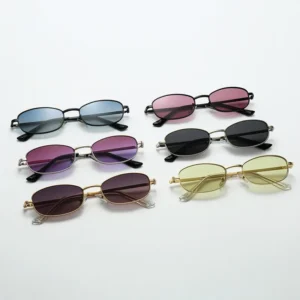 3617 New Fashion Luxury Small Metal Oval Frame UV400 Shades Designer Custom Logo Retro Gradient Lens Sunglasses Women Men
