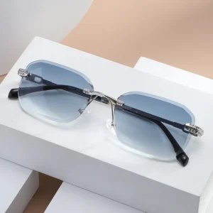 437 New Rimless Sunglasses Unisex Metal Frame Diamond Trending Design Sun Glasses