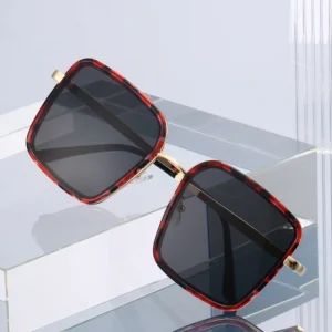 5224 Oversized UV400 Sunglasses Women Large Metal Big Square Design Eyewear