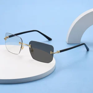 7043 Frameless Sunglasses Unisex C Shaped Temples Color Changing Lenses UV400