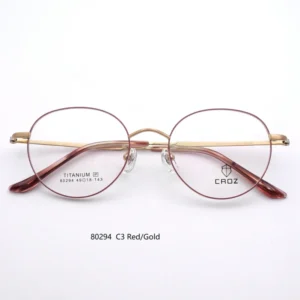 80294 Ladies Titanium Eyeglass Frames Full Rim Round Design for All Face Shapes