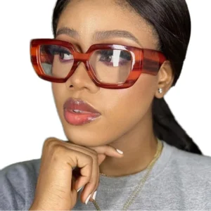 86320 Luxury Fashion Custom Logo Thick Frame Big Square Women Glasses Clear Anti Blue Light Men Optical Eyeglasses