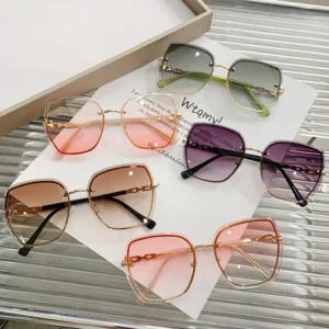 8812 Women Sunglasses Big Size Gradient UV385 Rimless Fashion Sunglasses