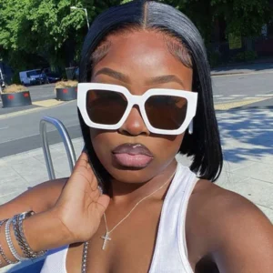 9106 New Trendy Plastic Frame Oversized Square Sunglasses for Women