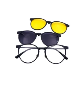 96803 Men 3 in 1 Magnetic Clip on Sunglasses Polarized Spectacle Plastic Steel Frame Titanium Foot Eyeglasses Frames Shades