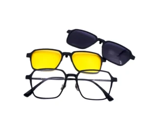 96807 Men 3 in 1 Magnetic Clip on Sunglasses Spectacle Plastic Steel Titanium Foot Optical Frames Eyeglasses Shades