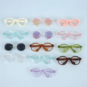 A2-11-05 Handmade Eco-friendly 6.5cm Transparent Plastic Glasses Mini Eye Sunglasses Eyeglasses for 17cm Doll