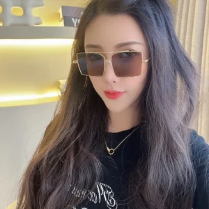 ADE WU STY9186A Fashion Double Bridge Pilot Shades Square Large Frame Sunglasses Trendy Classic Metal Sun Glasses UV