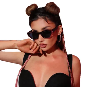 ADE WU XY9151 Vintage Cat Eye Sunglasses Retro Two tone Frames Brown Eyeglasses UV400 Protection Stylish Women’s Fashion Shades