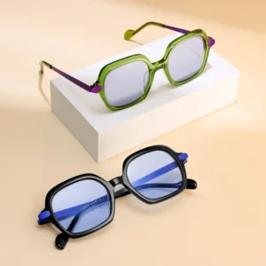 Acetate Big Frame Sunglasses Anti UV Nylon Lenses Custom Logo Metal Pile Head Decoration Colored Style