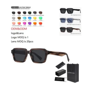 Acetate Dafas De Sol Trendy Square Sun Glasses UV400 Custom Logo Shades for Male
