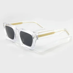 Acetate Frame Retro Rectangle Men Light Shade Red Lens Sunglasses