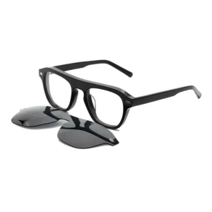 Acetate Frame TAC Clip On Polarized Sunglasses Multi Color Day Night Use Retro Square Full Rim Unisex Lightweight Comfortable