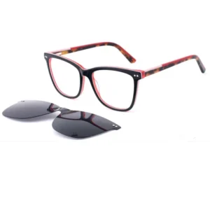 Acetate Multi Color Clip Sunglasses, Polarized Gray Lens, CE Certified Driving Glasses, Interchangeable Magnetic Frame