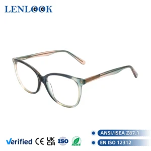 Acetate Square Glasses Frame, Men Optical Eyeglasses for Women, Clear Lens, High-End Trend Eyewear
