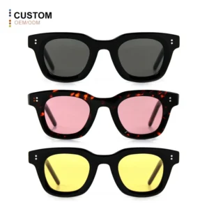 Acetate Sunglasses High Quality Transparent Nylon Lens 100%UV Trendy Women Shades Square Custom Acetate Sunglasses Men