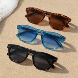 Acetate Sunglasses Unisex Square Front Frame Rice Nail Polarized Eyewear with Colorful Lens