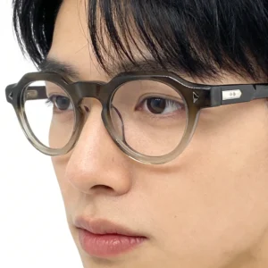 Acetate Vintage Round Full Frame Optical Glasses for Adults Gray Handmade Optical Frame Eyewear