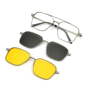Adjustable Prescription Sunglasses UV Protection Rectangle Polarized Magnetic Suction Cover