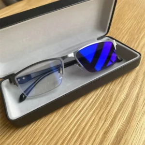 Anti Blue Light Photogray Glasses Men Uv400 TR90 Metal Small Rectangle Semi rimless Lunettes Antireflet Bleu Photochromic Bezel