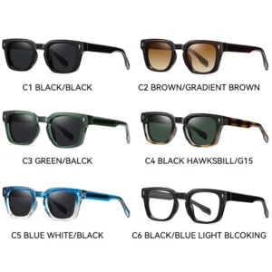 Available Polarized Sunglasses Unisex Premium Sense Square Frame New Propionate Pin Insert UV Protection Sunglasses