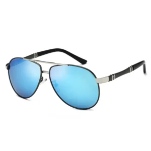 Aviation Polarized Sunglasses Double Bridge Metal Eyewear Men Shades