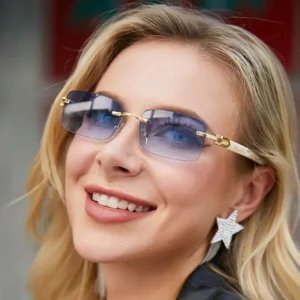 BM1264 Acetate Plank Material Frames Buffalo Horn Rimless Rectangle Summer Sunglasses