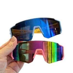 Baby Sunglasses UV Protection Frame Red Champagne PC Material Windproof for Outdoor Riding Boys Girls
