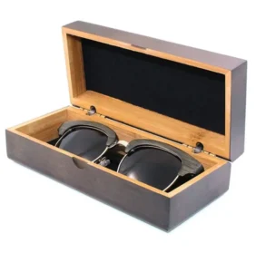 Beiyuan BY0406 3 Fashionable Solid Pattern Hard Rectangle Bamboo Wood Glasses Case for Sunglasses and Eyewear