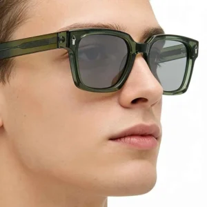 Benyi Men Luxury Designer Square Sunglasses Green Lens Oversized Frame UV400 Protection Full Rim Lightweight Durable Outdoor Use