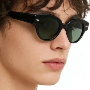 Benyi Vintage Round Cat Eye Acetate Sunglasses for Men Women Retro Thick Frame Polarized Sun Glasses UV400 Protection