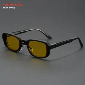 Best Selling Unisex Sunglasses Small Square Transparent Frame Yellow Lens Ciberpunk Style Comfortable Anti Radiation Features